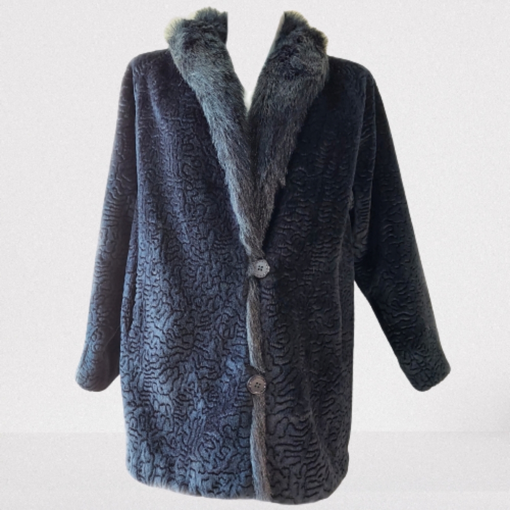 Vintage Sportowne Faux Fur Black Jacket